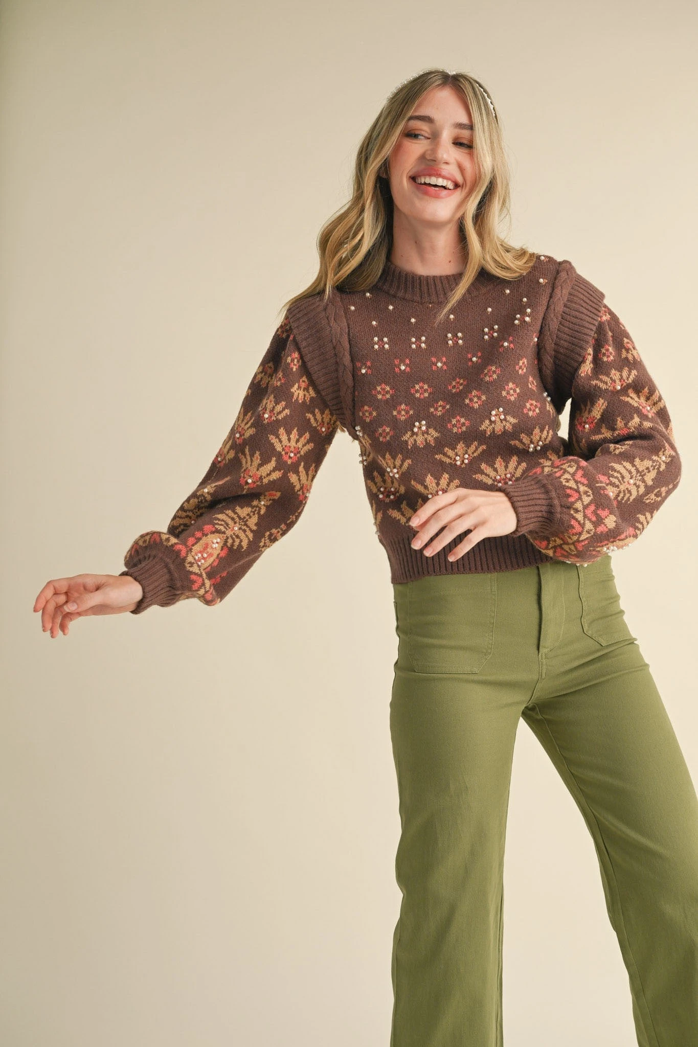 Final Sale Brown Pearl Embellished Puff Sleeve Sweater Final Sale Brown Pearl Embellished Puff Sleeve Sweater -MODERN MILLIE Shop 22267457 5cde1f07 0afa 4f74 9691 c7c334d4f2a7