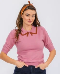Rose Sweater With A Bow Collar Detail By Tulip B. -MODERN MILLIE Shop 22317108 55d30d8b a07f 4e42 aafb 746ba91accac