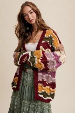 Wavy Colorblock Hand Crochet Cardigan -MODERN MILLIE Shop 22352611 abbb4997 c19d 4765 a936 8fd2a7880a0b