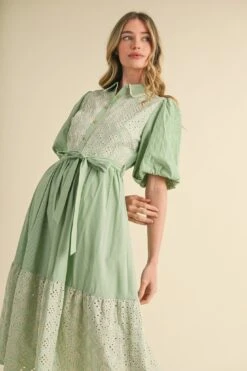 Striped Eyelet Button Down Dress In Green -MODERN MILLIE Shop 22378067 01baaed9 61c1 45f4 ac9e e9697d564025