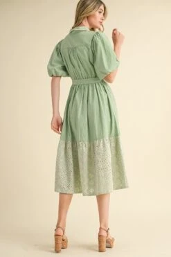 Striped Eyelet Button Down Dress In Green -MODERN MILLIE Shop 22378067 0af2267a a335 4a68 8514 df6b4d3cc50d