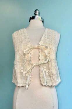 Cream Lace Eyelet Vest