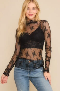 Black Mesh Long Sleeve Mock Neck Sheer Top 4 Black Mesh Long Sleeve Mock Neck Sheer Top -MODERN MILLIE Shop 22850409 973460d3 f970 4572 8222 e5752e82dc3d
