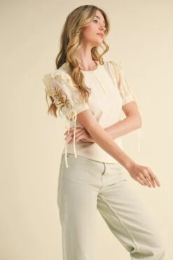 Embroidered Sleeve Top In Cream -MODERN MILLIE Shop 22859553 2287016b 9c42 409c 86a6 a1014d9e4939