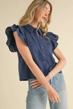 Navy Cut-Out Embroidered Button Down Top -MODERN MILLIE Shop 22859574 822fed19 081c 4f3b ad94 293e1dcd0182