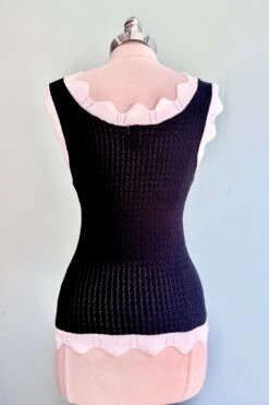 Black And White Scalloped Pointelle Knit Tank Top -MODERN MILLIE Shop 22D8E4FD 8A9C 4A49 ABD3 E50167D5C3C8