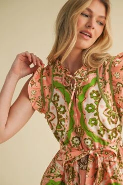 Peach And Lime Green Medallion Flutter Sleeve Mini Dress 4 Peach And Lime Green Medallion Flutter Sleeve Mini Dress -MODERN MILLIE Shop 23501590 3a64d74b 21c0 4b5a 86d8 f3c5a3801131