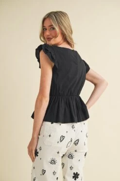 Black Crochet Ruffle Sleeve Top -MODERN MILLIE Shop 23726463 144e9169 dccc 4c4c 8adb f30357275c22