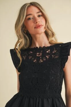 Black Crochet Ruffle Sleeve Top -MODERN MILLIE Shop 23726463 e126786e e62f 4e31 921c 6dfdb2620611