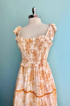 Amber And White Toile Smocked Midi Dress -MODERN MILLIE Shop 24BAFD13 C3CD 4040 8592 D7A66640C9CB