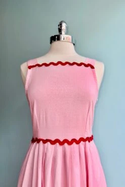 Pink And Red Tank Ric-Rac Midi Dress By Compania Fantastica -MODERN MILLIE Shop 24BEB927 92B8 4686 A0F0 98CB0D732139