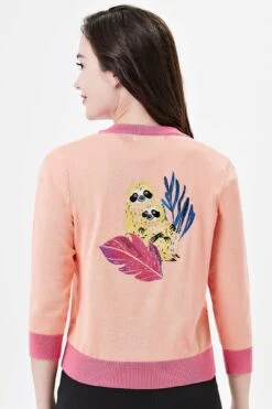 Sloths Embroidered Skye Cardigan By Miss Lulo 9 Sloths Embroidered Skye Cardigan By Miss Lulo -MODERN MILLIE Shop 25204 PEACHPINK 01
