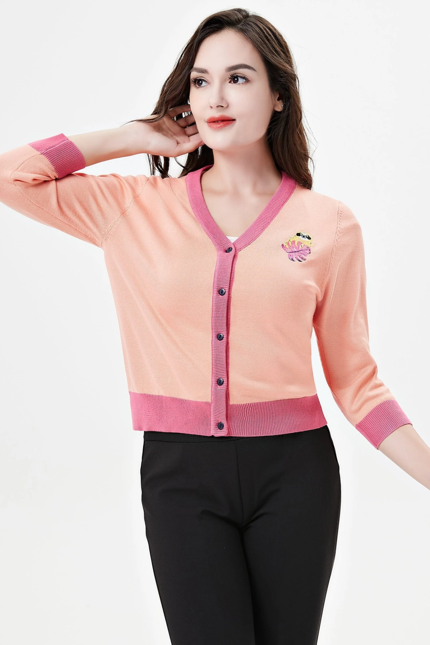 Sloths Embroidered Skye Cardigan by Miss Lulo Sloths Embroidered Skye Cardigan By Miss Lulo -MODERN MILLIE Shop 25204 PEACHPINK 02 scaled