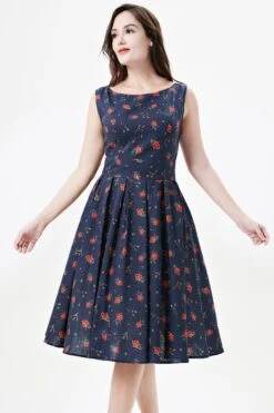 Navy Lady Bugs Lily Dress By Miss Lulo -MODERN MILLIE Shop 253106 NAVYMULTI 01