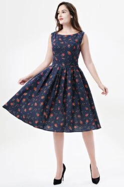 Navy Lady Bugs Lily Dress By Miss Lulo -MODERN MILLIE Shop 253106 NAVYMULTI 05