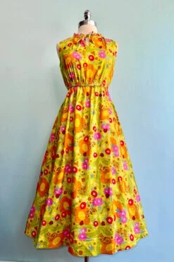 Mod Flowers And Insects Carly Midi Dress By Miss Lulo