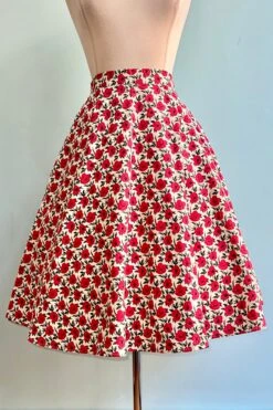 Red Floral Full Skirt By Tulip B.