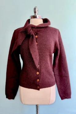 Final Sale Posey Tie Cardigan In Burgundy By Banned