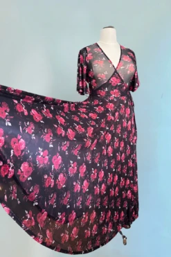 Lydia Wrap Dress In Rose Cluster Mesh By Wax Poetic -MODERN MILLIE Shop 27E49C4E 3A6E 478B BE0C 292C2AF583AE