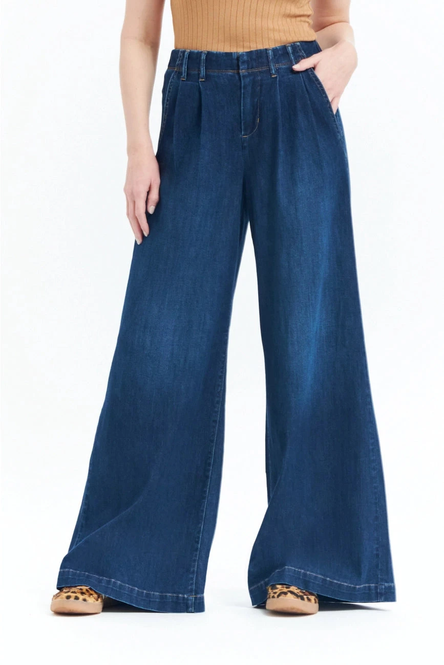 Chambray Pleated Wide Leg Jeans 32" by 1822 Denim Chambray Pleated Wide Leg Jeans 32" By 1822 Denim -MODERN MILLIE Shop 27f65ba83cff3da92620e652a70c11b92db83110f2938667802baa1a70b3e8f4