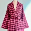 Final Sale Pink Checkered Wrap Coat By Compania Fantastica