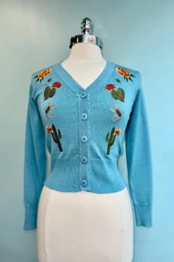 Desert Floral And Cactus Embroidered Cardigan By Voodoo Vixen