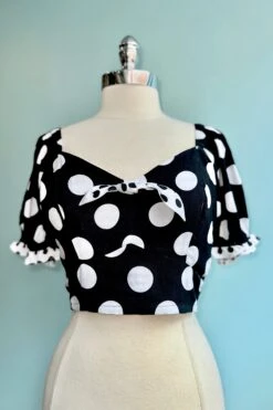 Dolores Polka-Dot Crop Top By Hell Bunny