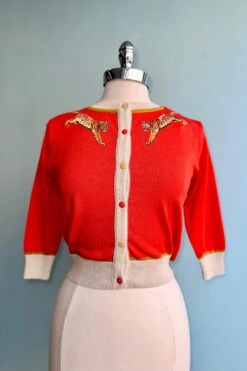 Coral Leaping Tiger Vera Cardigan By Palava