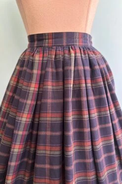 Navy Plaid Gathered Swing Skirt -MODERN MILLIE Shop 2CC69883 E98F 4057 83DA 2FE84D2282D2