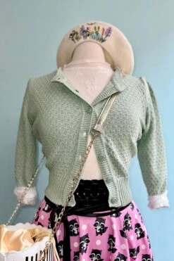 Aqua Puff Sleeve Cropped Cardigan -MODERN MILLIE Shop 2D4D6098 5F81 48DC 9D65 6D2A5FF70F25