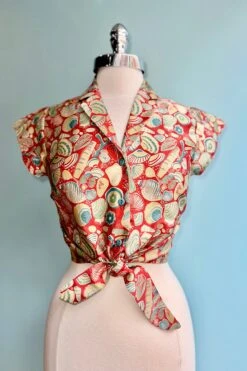 Dark Coral Shells Peggy Top By Palava