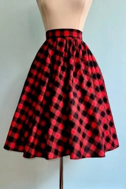 Red And Black Check Doris Skirt By Retrolicious