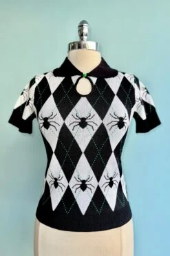 Natasha Spider Short Sleeve Sweater By Hell Bunny