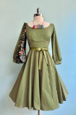 Green Stripe Jeanette Dress By Heart Of Haute -MODERN MILLIE Shop 32C577F8 98F7 438E 9F8C 00514BB013AA
