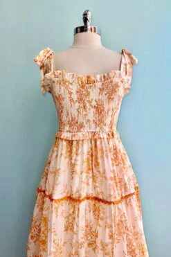 Amber And White Toile Smocked Midi Dress -MODERN MILLIE Shop 3411EB2F 58A7 4221 8F80 C0C35933296D