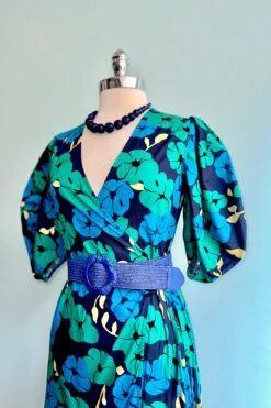 Emerald And Navy Balloon Sleeve Wrap Dress -MODERN MILLIE Shop 34C54C45 20D3 4CBE B322 9423DB41457E