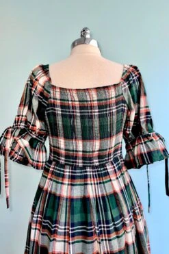 Green Plaid Square Neck Midi Dress -MODERN MILLIE Shop 3B19DB95 EF9A 492A 8EED 892791684825