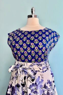 Chinoiserie Flowers Clara Skirt In Purple And Black By Miss Lulo -MODERN MILLIE Shop 3C0F85DB 6547 44D7 AF21 224C12992A3A