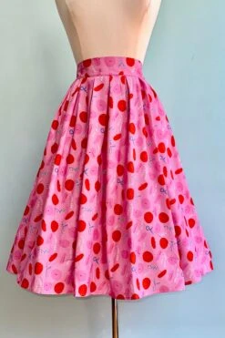 Pink And Red Paris Doris Skirt By Retrolicious