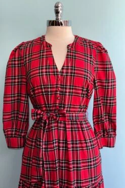 Red Plaid Shirtwaist Yanis Dress -MODERN MILLIE Shop 3D1FDF40 A07D 4686 8C1E 36A6312F138A
