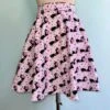 Pink Conversation Hearts And Black Cats Skater Skirt By Retrolicious