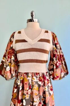 Dark Almond And Ivory Striped Cropped Sweater Vest -MODERN MILLIE Shop 400FA39F 359A 4A84 B7F5 73256848FA0D