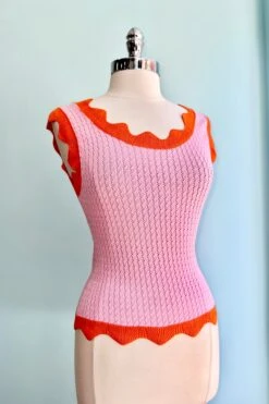 Pink And Orange Scalloped Pointelle Knit Tank Top 4 Pink And Orange Scalloped Pointelle Knit Tank Top -MODERN MILLIE Shop 40F257C4 743F 41F4 B659 3220FB148498