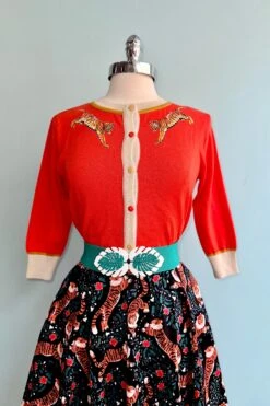 Coral Leaping Tiger Vera Cardigan By Palava -MODERN MILLIE Shop 42B649FA 5913 4C6D 9A6F A6E9DCAC811E