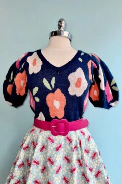 Navy Floral Puff Sleeve Sweater 4 Navy Floral Puff Sleeve Sweater -MODERN MILLIE Shop 43360A33 9B58 4849 810B 5393657A99EE