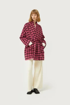 Final Sale Pink Checkered Wrap Coat by Compania Fantastica Final Sale Pink Checkered Wrap Coat By Compania Fantastica -MODERN MILLIE Shop 43C11085 01