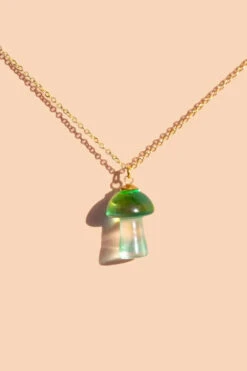 Shroom Boom Necklace In Green By Peter And June