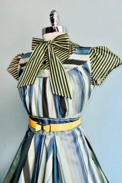 Green Stripe Estelle Tie-Neck Blouse By Heart Of Haute -MODERN MILLIE Shop 447690FF A84E 42E9 9A10 D1581D41A775