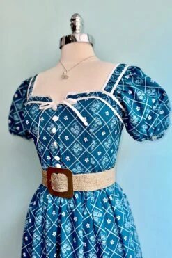 French Country Puff Sleeve Dress In Blue -MODERN MILLIE Shop 45635A3B 3FE2 4778 B692 94F66B7593EF