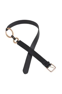 Black Belt With Gold Oval Hardware